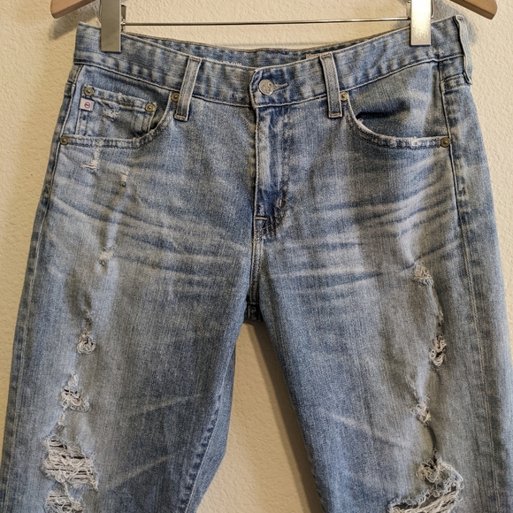 AG ED Adriano Goldschmied Ex Boyfriend Slouchy Slim Distressed Jeans Size 28R. - Picture 2 of 10